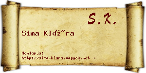 Sima Klára névjegykártya